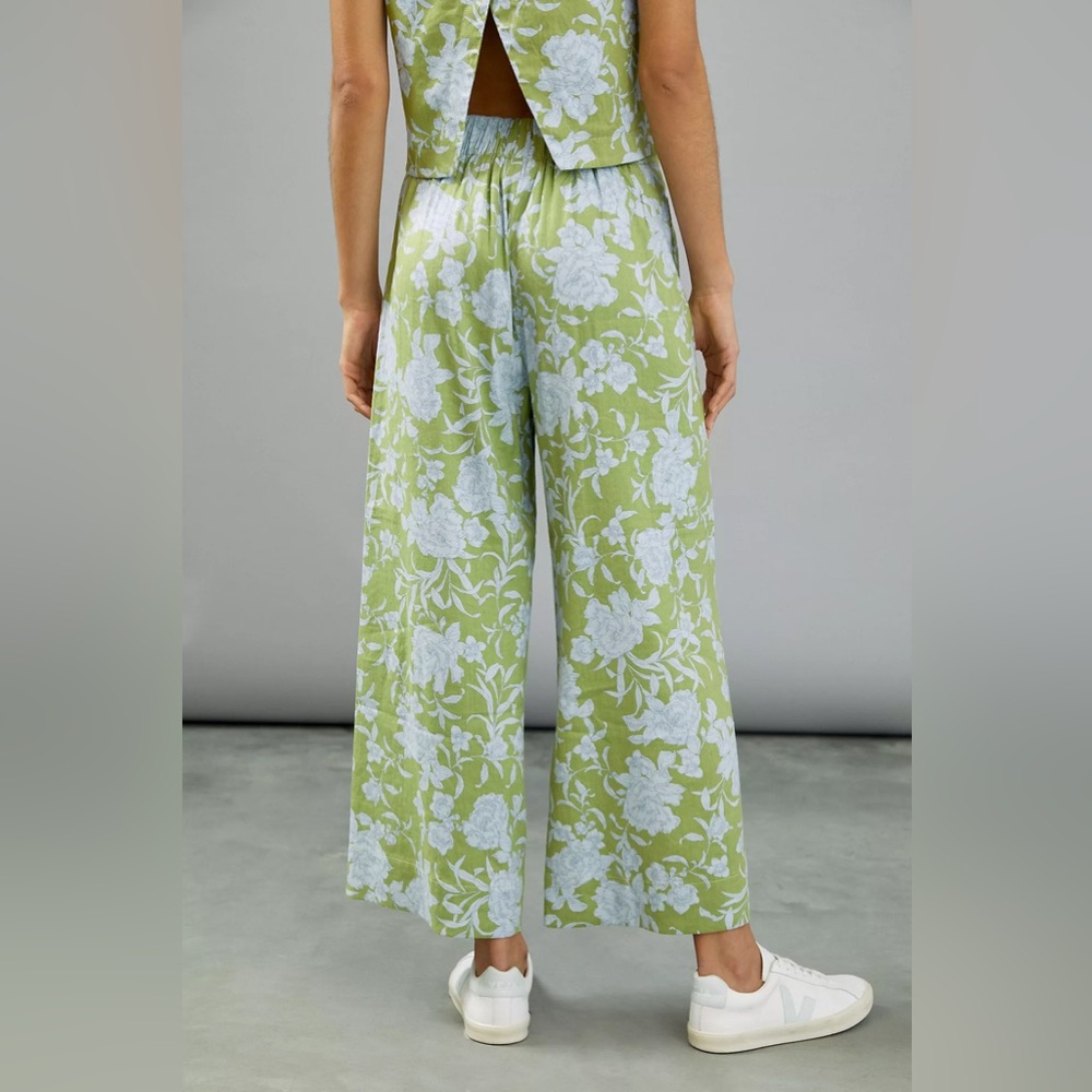 Anthropologie Maeve London Wide Leg Pants in Blue Motif XS - Picture 11 of 13
